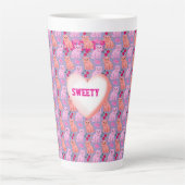 Custom Cute Cat Cherry Floral Pattern Milchtasse (Vorderseite)