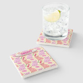 Custom Cute Cat Cherry Floral Pattern Steinuntersetzer (Seitenansicht)