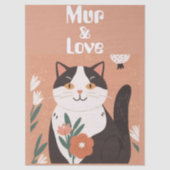 Custom Cute Cat with Mur and Love Decoupage Seidenpapier (Vorderseite)