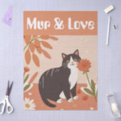 Custom Cute Cat with Mur and Love Decoupage Seidenpapier (Basteln)