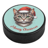 Custom Cute Christmas Cat with Santa Hat Eishockey Puck (3/4)