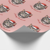 Custom Cute Christmas Cat with Santa Hat Geschenkpapier (Ecke)