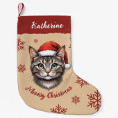 Custom Cute Christmas Cat with Santa Hat Kleiner Weihnachtsstrumpf (Vorderseite)