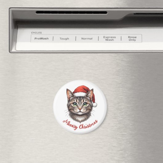 Custom Cute Christmas Cat with Santa Hat Magnet (In Situ (Geschirrspüler))