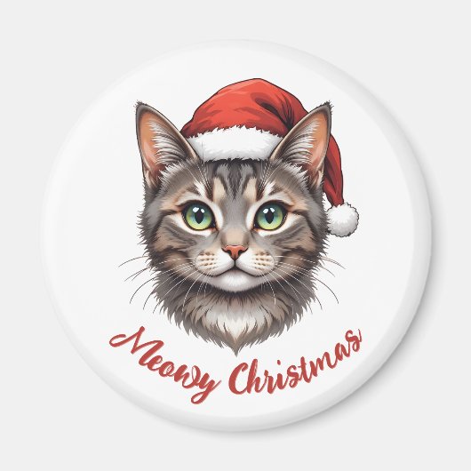 Custom Cute Christmas Cat with Santa Hat Magnet (Vorne)