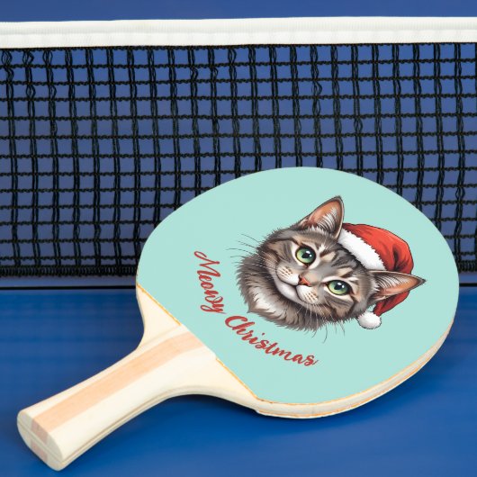 Custom Cute Christmas Cat with Santa Hat Tischtennis Schläger (InSitu)