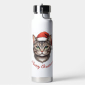 Custom Cute Christmas Cat with Santa Hat Trinkflasche (Links)