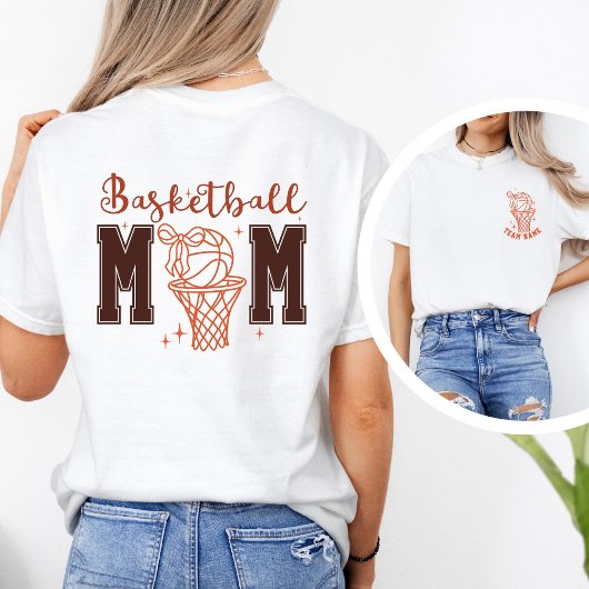 Custom Cute Coquette Basketball Mom T-Shirt