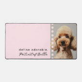 Custom Cute Dog Name Photo Funny Quote Pastel Pink Schreibtischunterlage (Vorderseite)