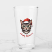 Custom Cute Festive Christmas Cat with Santa Hat Glas (Vorderseite)
