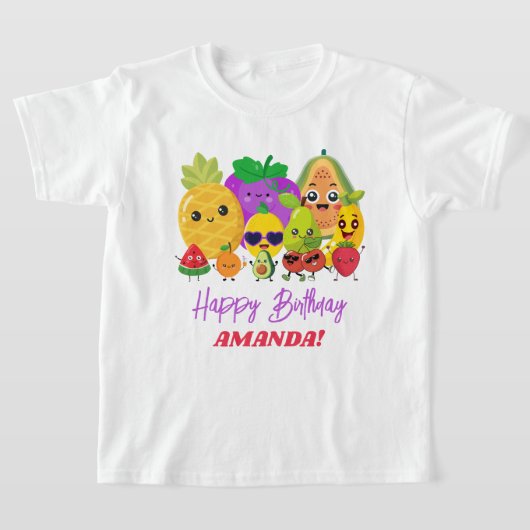 Custom Cute Fruit Happy Birthday Kids T-Shirt (Ablage )