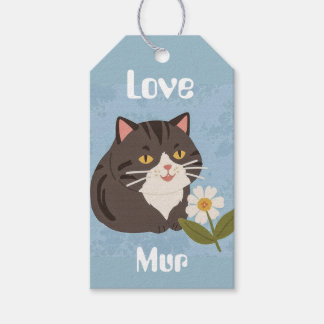 Custom Cute Gray Cat with Mur and Love Geschenkanhänger