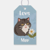Custom Cute Gray Cat with Mur and Love Geschenkanhänger (Rückseite)