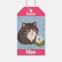 Custom Cute Gray Cat with Mur and Love Geschenkanhänger