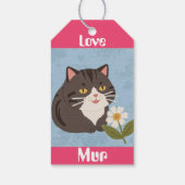 Custom Cute Gray Cat with Mur and Love Geschenkanhänger (Rückseite)