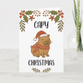 Custom Cute Hand Drawn Capybara Pun Christmas  Karte (Vorderseite)