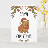 Custom Cute Hand Drawn Capybara Pun Christmas  Karte (Gelbe Blume)