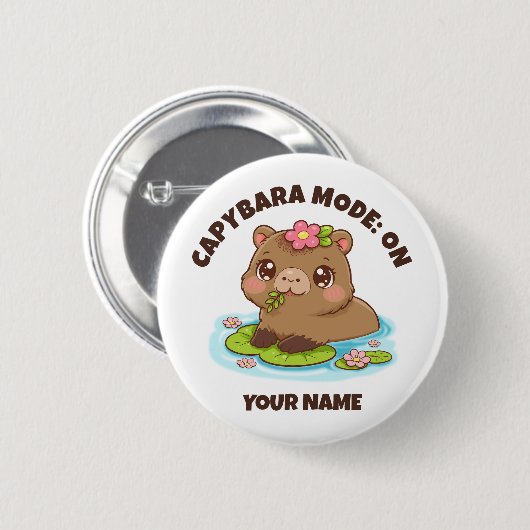 Custom Cute Kawaii Capybara Mode Button (Vorne & Hinten)