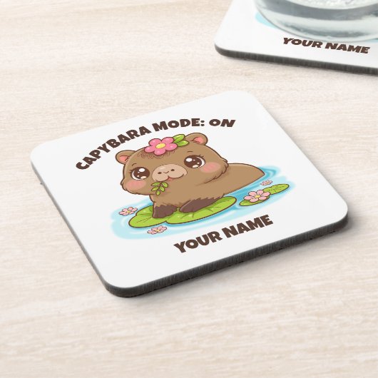 Custom Cute Kawaii Capybara Mode Coaster Getränkeuntersetzer (Linke Seite)