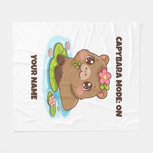 Custom Cute Kawaii Capybara Mode Fleecedecke (Vorderseite (Horizontal))