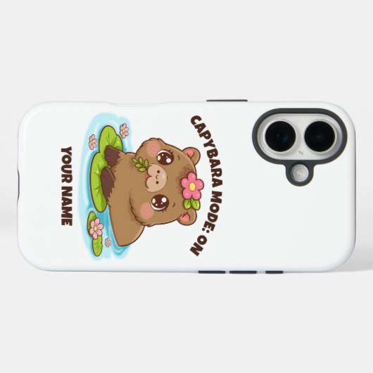 Custom Cute Kawaii Capybara Mode iPhone Case (Rückseite (Horizontal))
