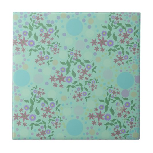 Custom Cute Kidcore Confetti Floral & Vine Pattern Fliese (Vorderseite)