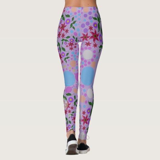Custom Cute Kidcore Confetti Floral & Vine Pattern Leggings (Rückseite)