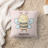 Custom cute lovely bee Pastel Nursery Pink Kissen (Decke)