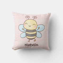 Custom cute lovely bee Pastel Nursery Pink Kissen