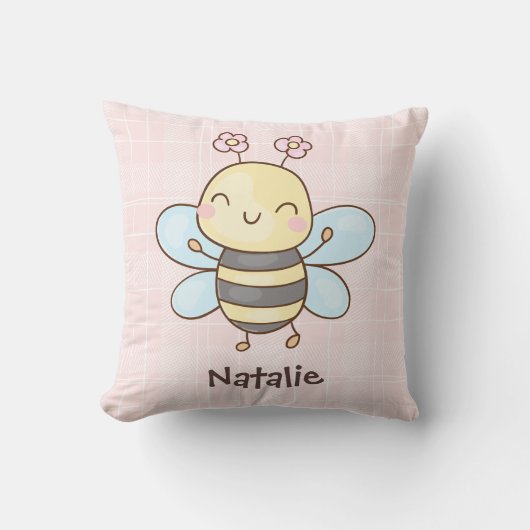 Custom cute lovely bee Pastel Nursery Pink Kissen (Vorderseite)