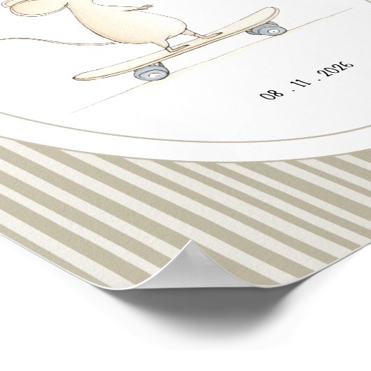 Custom Cute Mouse Nursery Name Date Poster (Ecke)