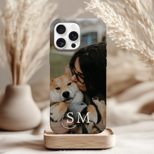 Custom Cute Pet Photo and Monogram Initial iPhone Hülle