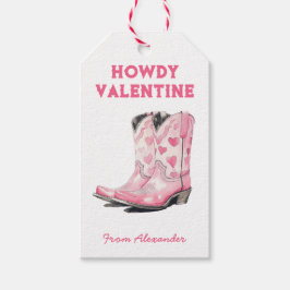 Custom Cute Pink Cowboy Boot Howdy Valentine's  Geschenkanhänger