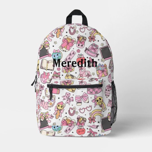 Custom Cute Pink Retro Back To School Backpack Bedruckter Rucksack (Vorderseite)