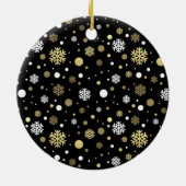 Custom Cute Puppy Photo On White Gold Snowflakes Keramik Ornament (Hinten)