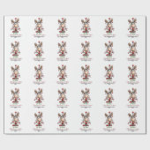 Custom Cute Reindeer “Oh Deer Christmas Is Here” Geschenkpapier (Flach)