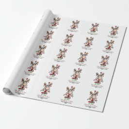 Custom Cute Reindeer “Oh Deer Christmas Is Here” Geschenkpapier
