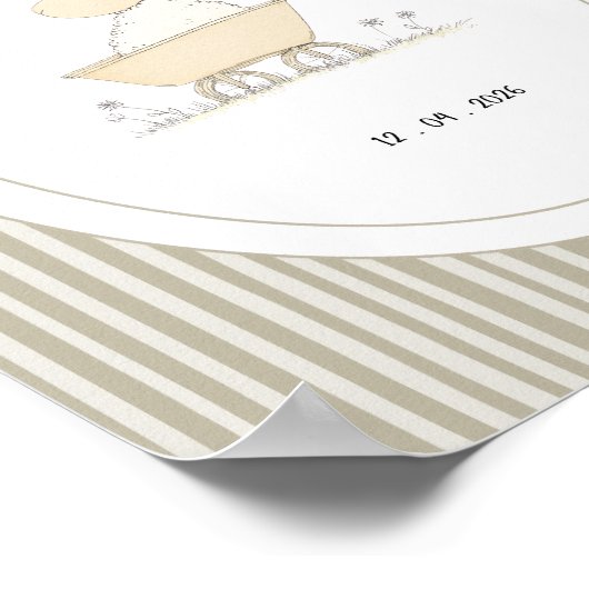 Custom Cute Sheep Nursery Name Date Poster (Ecke)