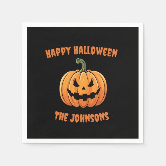 Custom Cute Spooky Pumpkin Happy Halloween  Serviette (Vorderseite)