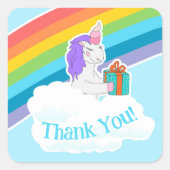 Custom Cute Unicorn Rainbow Thank You Sticker (Vorderseite)