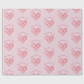 Custom Cute Watercolor Rose Heart Valentine's Day Geschenkpapier (Flach)