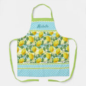 Custom Cute Yellow Lemons Green Leaves On Blue Schürze (Vorderseite)