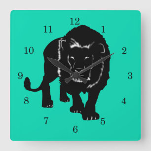 Custom CVolors Wall Clock with Lion - Art Quadratische Wanduhr