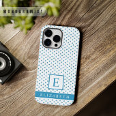 Custom Cyan Sky Blue White Polka Dot Design Case-Mate iPhone Hülle