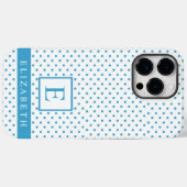 Custom Cyan Sky Blue White Polka Dot Design Case-Mate iPhone Hülle (Rückseite (Horizontal))