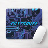Custom Cyber Blue PCB Circuit Board Tech Art Mousepad (Mit Mouse)
