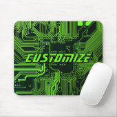 Custom Cyber Green PCB Circuit Board Tech Art Mousepad (Mit Mouse)