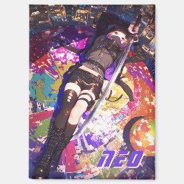 Custom Cyberpunk Anime Girl Ninja Kunoichi Magnet
