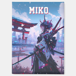 Custom Cyberpunk Anime Japanese Miko Torii Gate Magnet