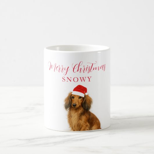 Custom Dachshund Dog with Santa Hat Christmas Kaffeetasse (Mittel)